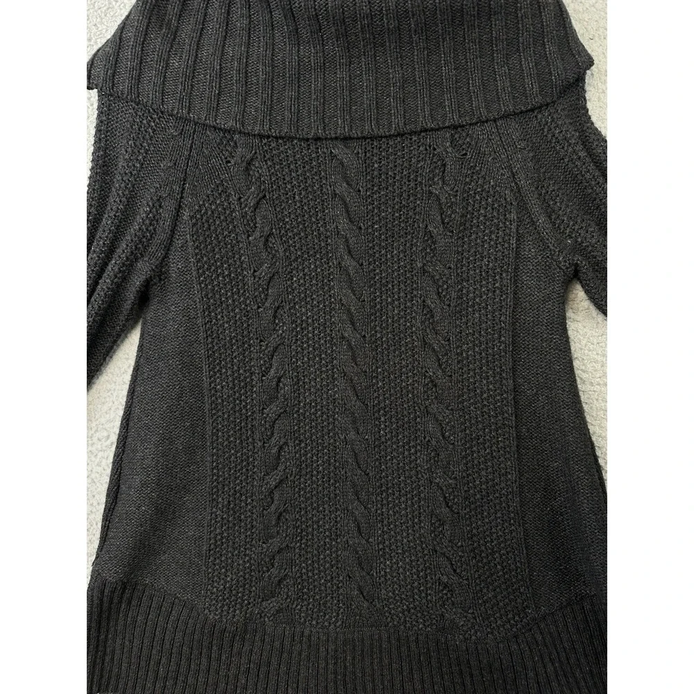 Smartwool Crestone Tunic Sweater Womens Small Black Cowl Neck Cable Knit Cozy